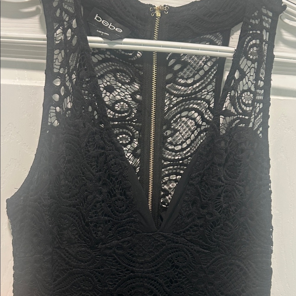 Bebe Black Lace Sexy Jumpsuit A2 - Picture 5 of 6